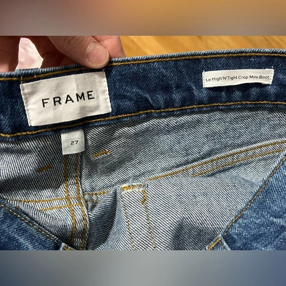 FRAME Blue Le High 'N' Tight Crop Mini Boot Jeans - Picture 6 of 9
